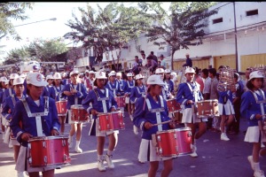 Independence celebration parade, Sumenep, Madura, 1995. The bare legs would be totally unacceptable today.